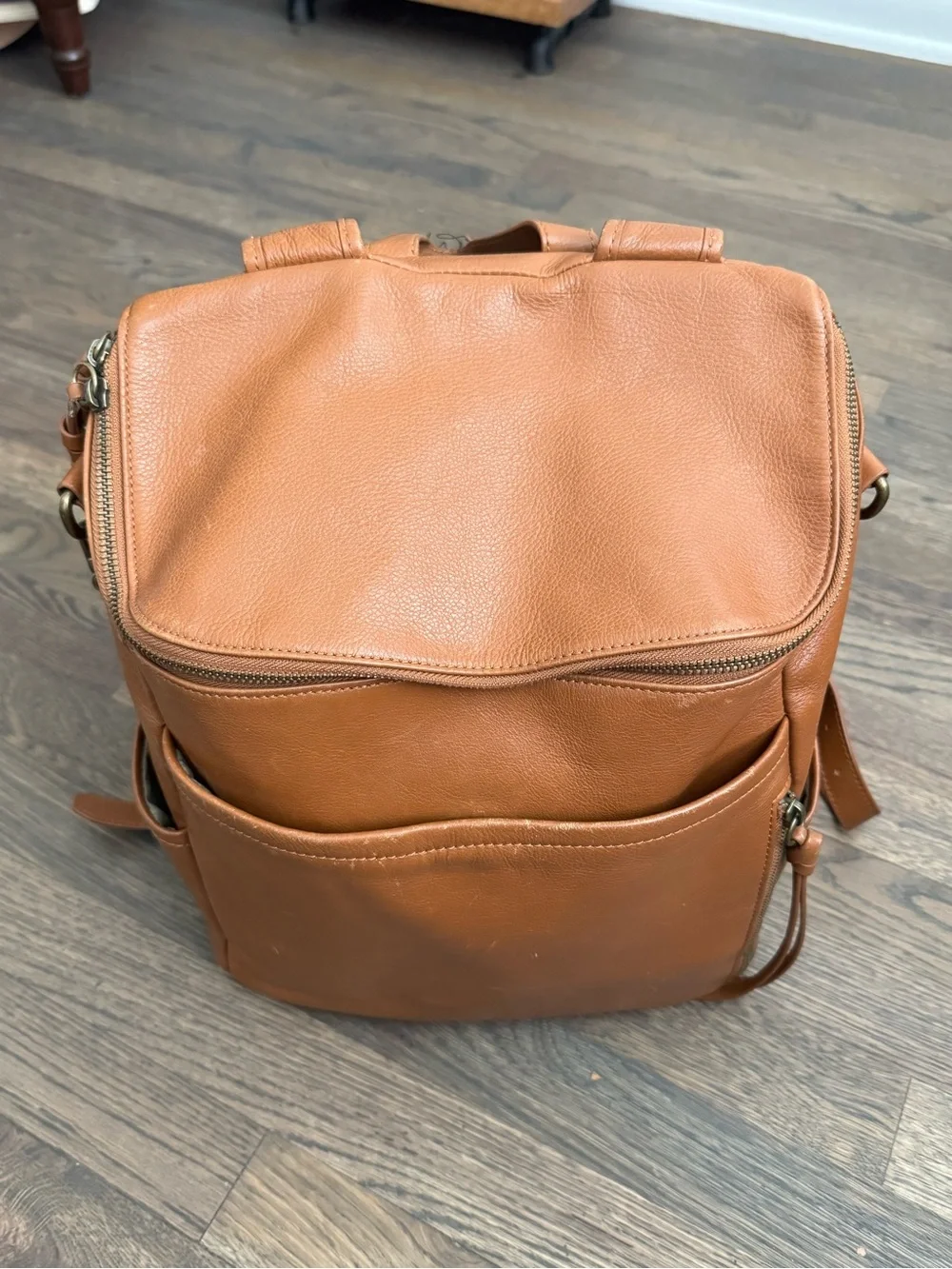 La Mère Luxe Leather Backpack Original - Cognac